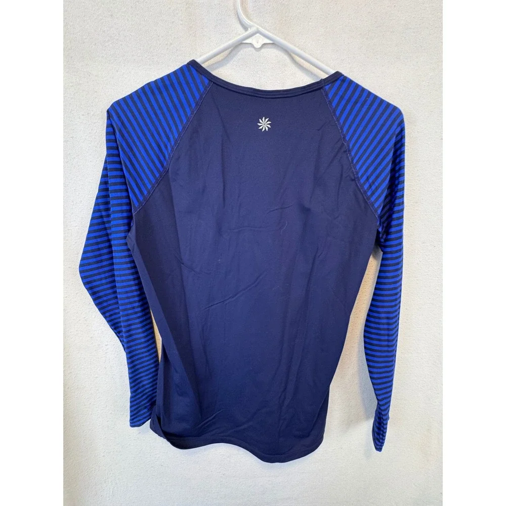 Athleta Rashguard Navy Blue Pacifica Striped Long Sleeve Swim Top 242999 Size M